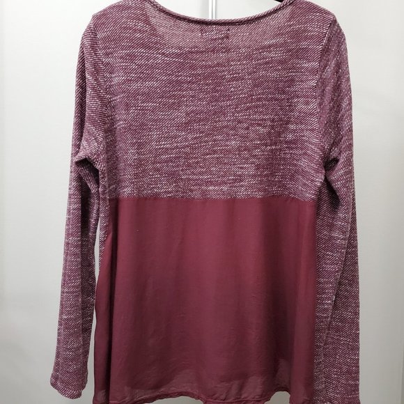 Lucky Brand Burgundy Knit/Woven Long Sleeve Tee - Picture 4 of 7